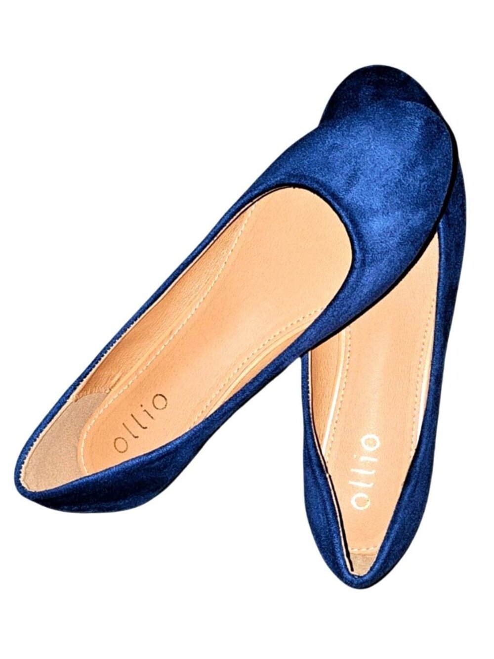 Ollio Womens Navy Blue Satin Ballet Flats size 7 1/2